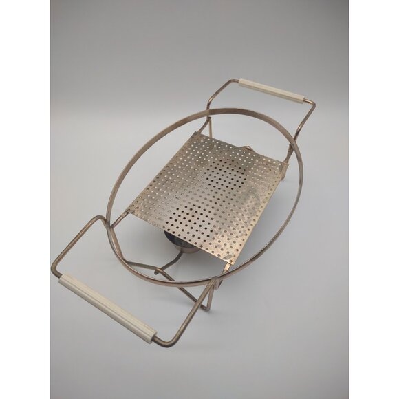 Vintage Pyrex Cinderella Oval Casserole Double Candle Warmer Metal Stand - Picture 5 of 17